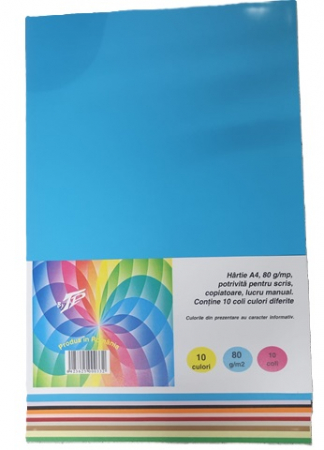 Hartie color A4 - Hartie A4 Mixt 10 coli/set color 10 culori TP