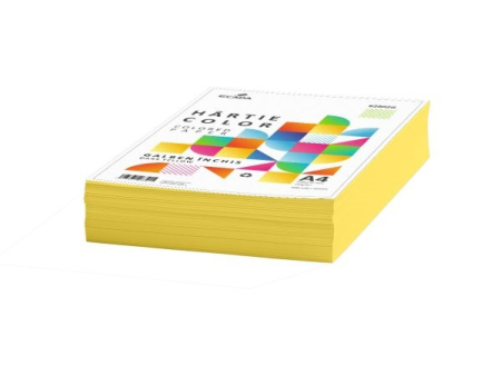 Hartie color A4 - Hârtie colorată 75g/mp A4 500 coli ECADA galben închis