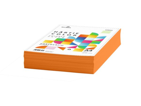 Hartie color A4 - Hârtie colorată 75g/mp A4 500 coli ECADA portocaliu