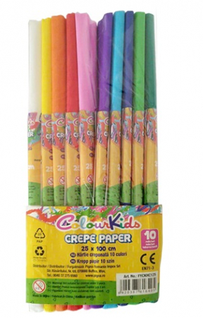 Hartie glasata si creponata - Hartie Creponata Colour KIDS 25x100cm 10culori x set Mini