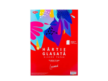 Hartie glasata si creponata - Hârtie glasată lucioasă 24×34 cm 12 culori DACO