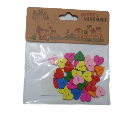 Accesorii lucru manual - Inimioare colorate din lemn