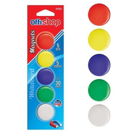 Bureti table, spray si magneti - Magneti color, 30 mm, 5 buc/set - OFFISHOP