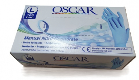 Produse de protectie individuala - Manusi nepudrate nitril Albastre L