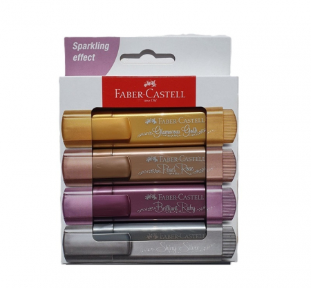 Markere evidentiatoare - Marker evidentiator 4/set culori metalizate Faber-Castell FC254674