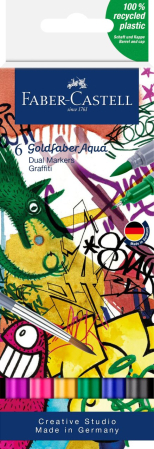 Scoala si gradinita - MARKER SOLUBIL 2 CAPETE SET 6 BUC GRAFFITI GOLDFABER FABER-CASTELL