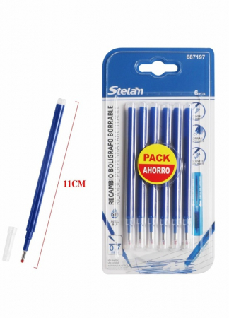 Frixion PILOT - Mina cu cerneala termosensibila 6/set 07 mm albastra pentru Frixion