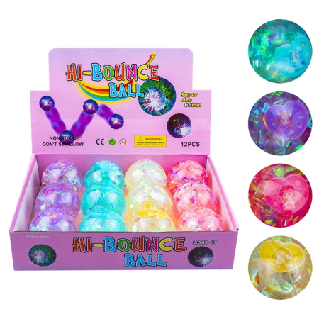 Jucarii si cadouri copii - Minge cauciuc, cu led, 6.5 cm - Inimioara