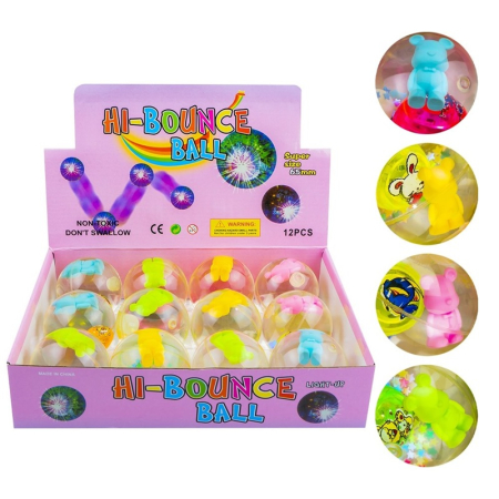 Articole si cadouri copii - Minge cauciuc, cu led, 6.5 cm - Ursulet