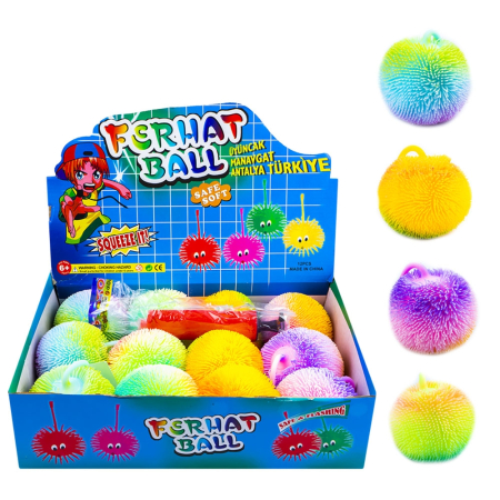 Scoala si gradinita - Minge yoyo, cu led, tepi, 47g, multicolora