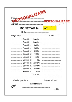 Tipizate personalizate la comanda - Monetar personalizat 2 ex.
