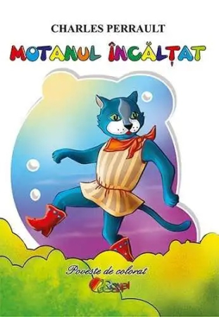 Carti de colorat + poveste pentru copii - Motanul incaltat - Carte de colorat + poveste