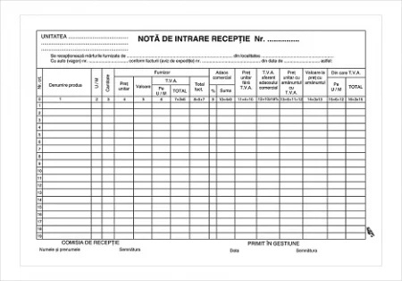 Tipizate Generale - NIR cu TVA autocopiativ  3 exemplare