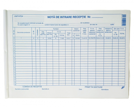 Formulare tipizate - NIR cu TVA autocopiativ