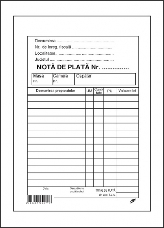 Tipizate Generale - Nota plata ospatar cu perfor offset