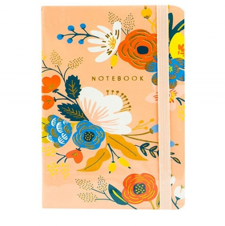 Caiete elegante si agende - Notes A6 cu elastic, 80 file, Flowers roz