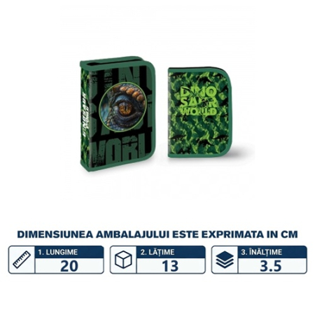 Penar Echipat, 1 Fermoar, 2 Ext., 30 Piese, Dinosaur World - Yollo [1]