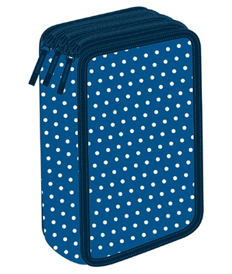 Penar 3 fermoare neechipat - Penar Neechipat Schoolfriendly 3 fermoare Dots Albastru