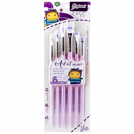 Scoala si gradinita - Pensule 6 buc/set S-Cool Pastel Varf Rotund-Varf tesit
