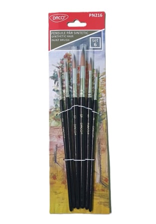 Pensule - Pensule păr sintetic vârf rotund set 6 DACO PN216