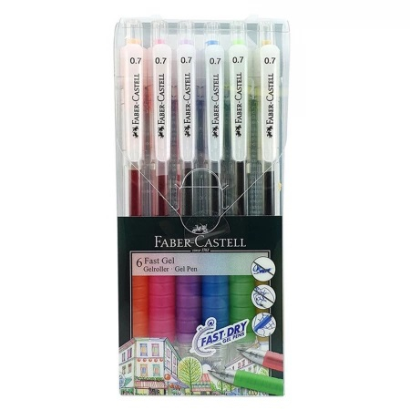 Instrumente de scris si corectura - Pix cu gel 0.7 mm FABER-CASTELL Fast Dry Gel 6/set