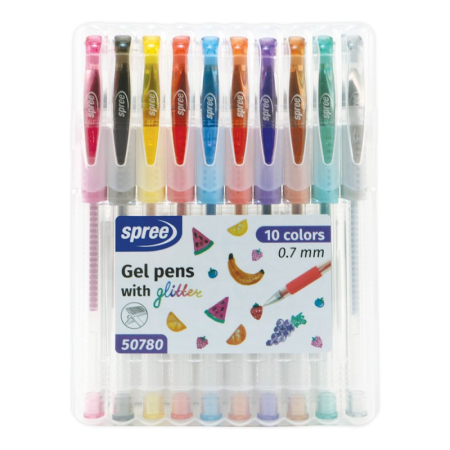 Pixuri pentru copii - Pix cu gel GLITTER 10/set  0,7mm cutie PP