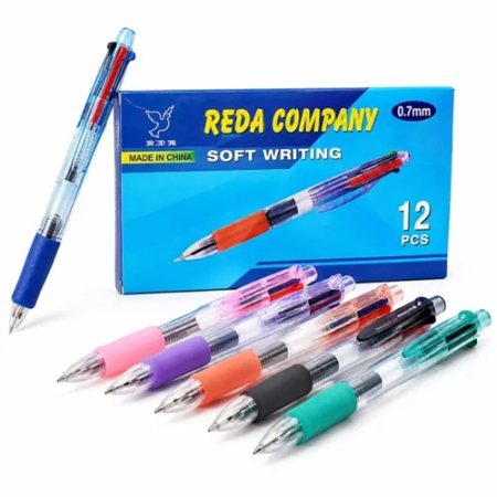 Pixuri pentru copii - Pix Retractabil 4 în 1, 4 Culori de Pastă, 0.7mm, REDA