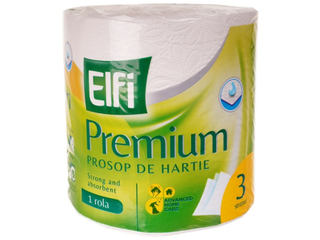 Prosoape hartie - Prosop Hartie bucatarie Elfi Premium super absorbant, 3 straturi, 300 foi