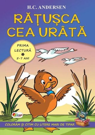 Caiete de colorat + poveste pentru copii - Ratusca cea urata - Carte de colorat + poveste
