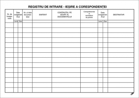 Tipizate Generale - Registru intrare iesire corespondenta orizonta TP 2