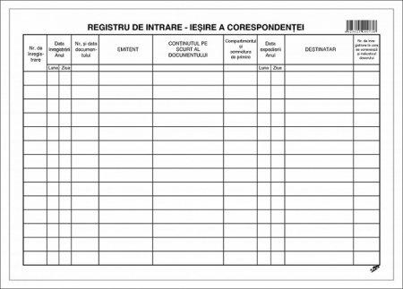Tipizate Generale - Registru intrare iesire orizontal A4 coperta mucava