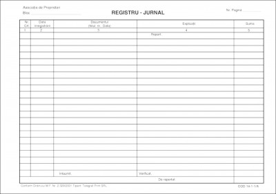 Tipizate Asociatii Proprietari - Registru Jurnal Asociatii Proprietari Orizontal
