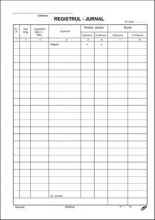 Tipizate Generale - Registru jurnal snuruit LUX