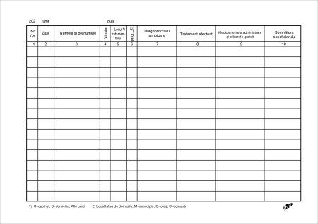 TIpizate medicale - Registrul de tratamente medicale