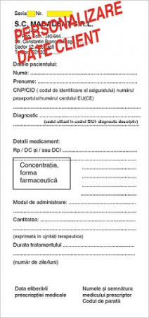 Formulare tipizate - Reteta doctor 1/3A4 personalizata 2 exemplare autocopitiva cu numerotare