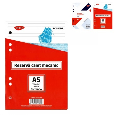 Organizare si arhivare - Rezerva caiet mecanic A5 DACO