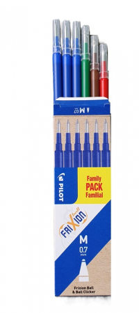 Frixion PILOT - Rezerva Frixion Pilot 6/set 07 mm 3 albastre + 1 rosie + 1 verde + 1 maro