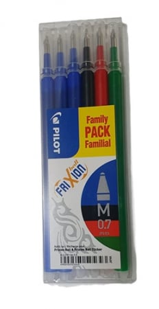 Frixion PILOT - Rezerve Frixion 6/set PROMOTIE: 3 albastre-+1 neagra+1rosie+1verde