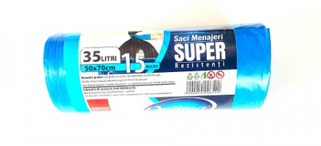 Saci menajeri - Sac menajer 35L 15 buc/role Optima albastru