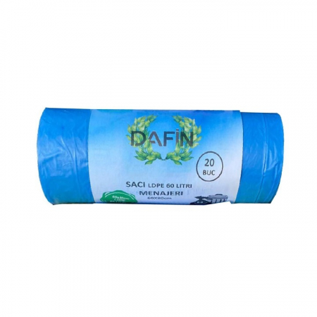 Saci menajeri - Sac menajer 60 L DAFIN 20 buc/rola albastru