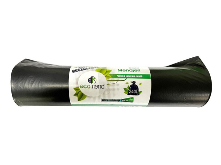 Saci menajeri - Saci menaj 240 l (115 x 130) 30 microni 10 buc/rolă LDPE Negru