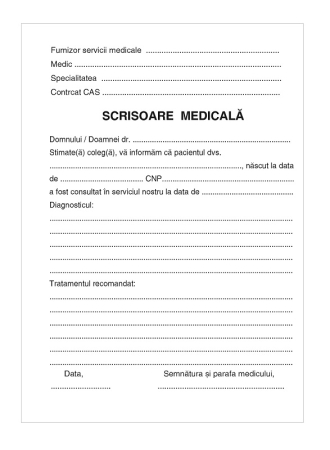 Tipizate personalizate la comanda - Scrisoare medicala A5