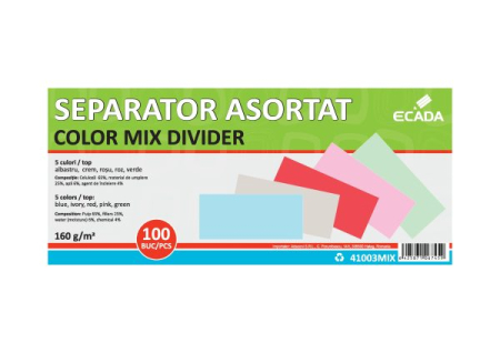 Separatoare, intercalatoare si indexi - Separatoare 1/3 A4 carton 100/set color mixt 160 g
