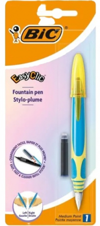 Stilouri scolare - Stilou Bic Easy Click blister Albastru- galben