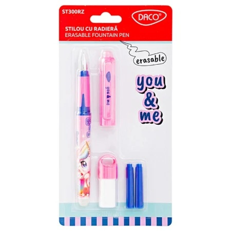 Stilouri scolare - Stilou cu radieră You&Me Roz ST300RZ DACO