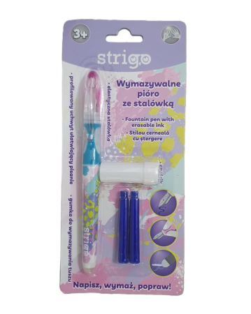 Stilou cu stergere Strigo Roz + 2 rezerve + dispozitiv curatare SSC340 [1]