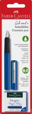 Scoala si gradinita - Stilou Faber-Castell Scolar blister penita M + 6 rezerve albastru