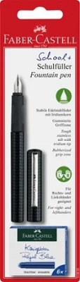 Stilouri scolare - Stilou Faber-Castell Scolar blister penita M + 6 rezerve albastru