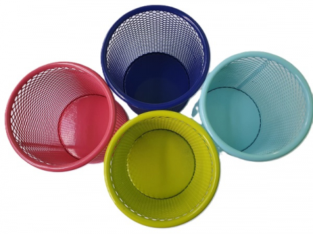 Instrumente de scris si corectura - Suport metalic rotund Mesh colorat
