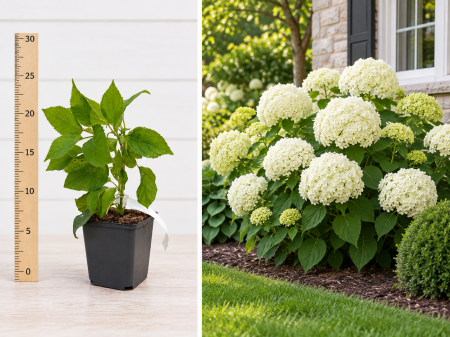 Hortensii, Magnolii & Flori - Hortensie Annabelle Albă la Ghiveci 10-20 cm - Flori Globulare